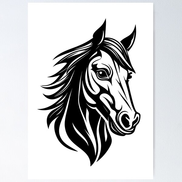 Tribal horse head tattoo posters for the wall • posters personage, mustang,  steed