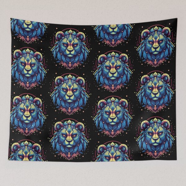 Item preview, watercolor lion head, colorful lion head, lion head decoration designed and sold by GreyStanzione1.