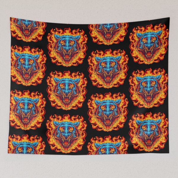 Item preview, angry lion head fire, colorful lion head, lion head fire designed and sold by GreyStanzione1.