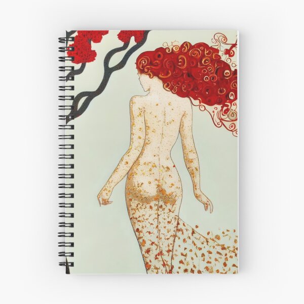 Item preview, Art Nouveau of Pohutukawa tree and gorgeous redhead with autumn leaves.  designed and sold by CristalleLisa.