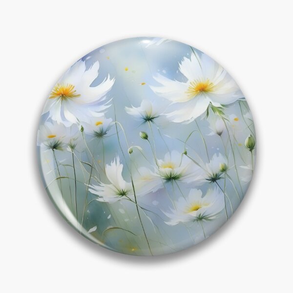 Item preview, white cosmea  flowers, watercolor designed and sold by Mike Kiev art.