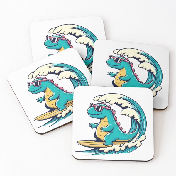 Artikelvorschau, Dino auf dem Surfboard entworfen und verkauft von AI-friend.