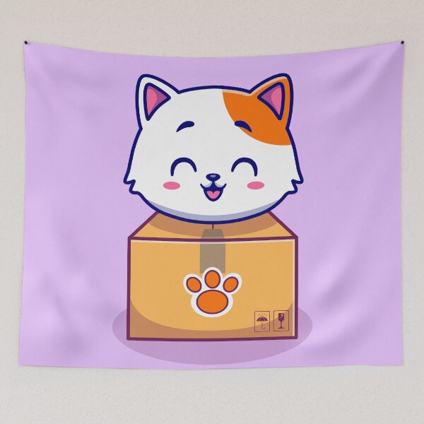 Item preview, Cute Cat in Box Cartoon Vector Icon designed and sold by hjian8219.