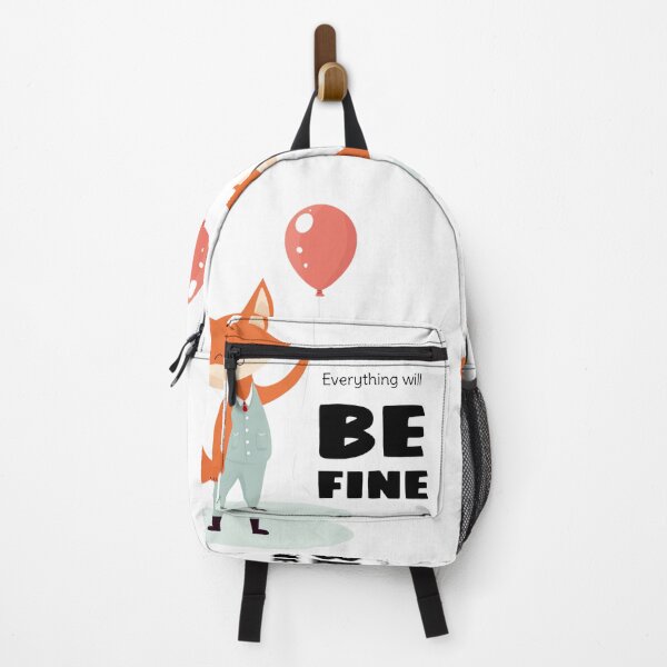 Item preview, "Happy Fox with 'Everything Will Be Fine' Balloon Design - Positive Vibes Art, Cute Fox Print designed and sold by saflimbenly.