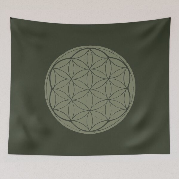 Artikelvorschau, Flower of Life Linocut - Sage + Pine entworfen und verkauft von Irene Estelle.
