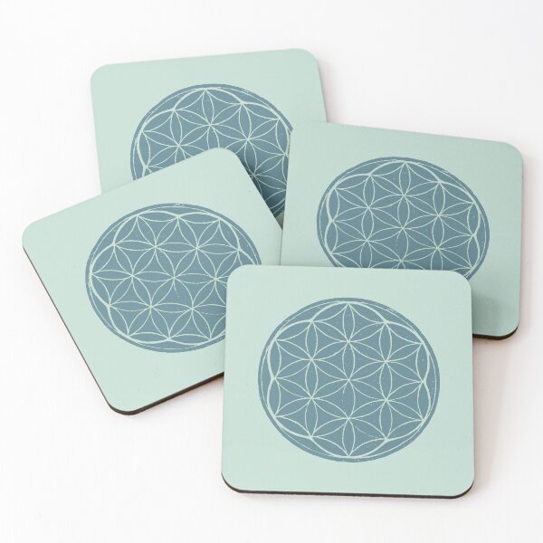 Artikelvorschau, Flower of Life Linocut - Peacock + Mint entworfen und verkauft von Irene Estelle.