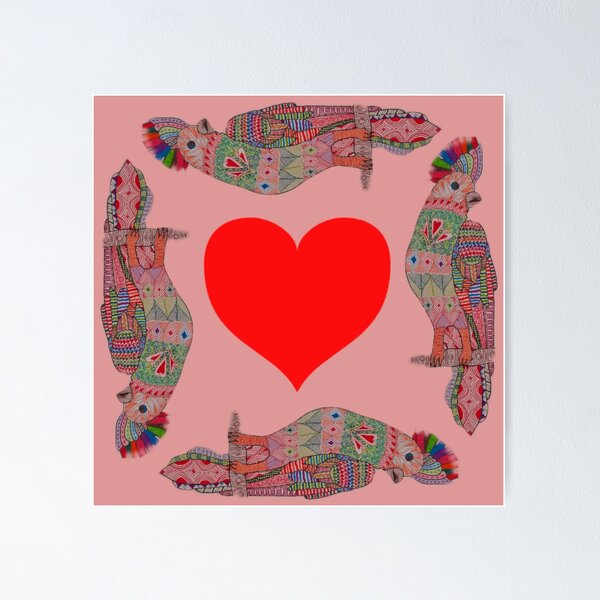 Item preview, Multicolored parakeets and big heart designed and sold by Kiruthikaarts.