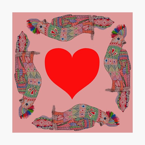 Item preview, Multicolored parakeets and big heart designed and sold by Kiruthikaarts.