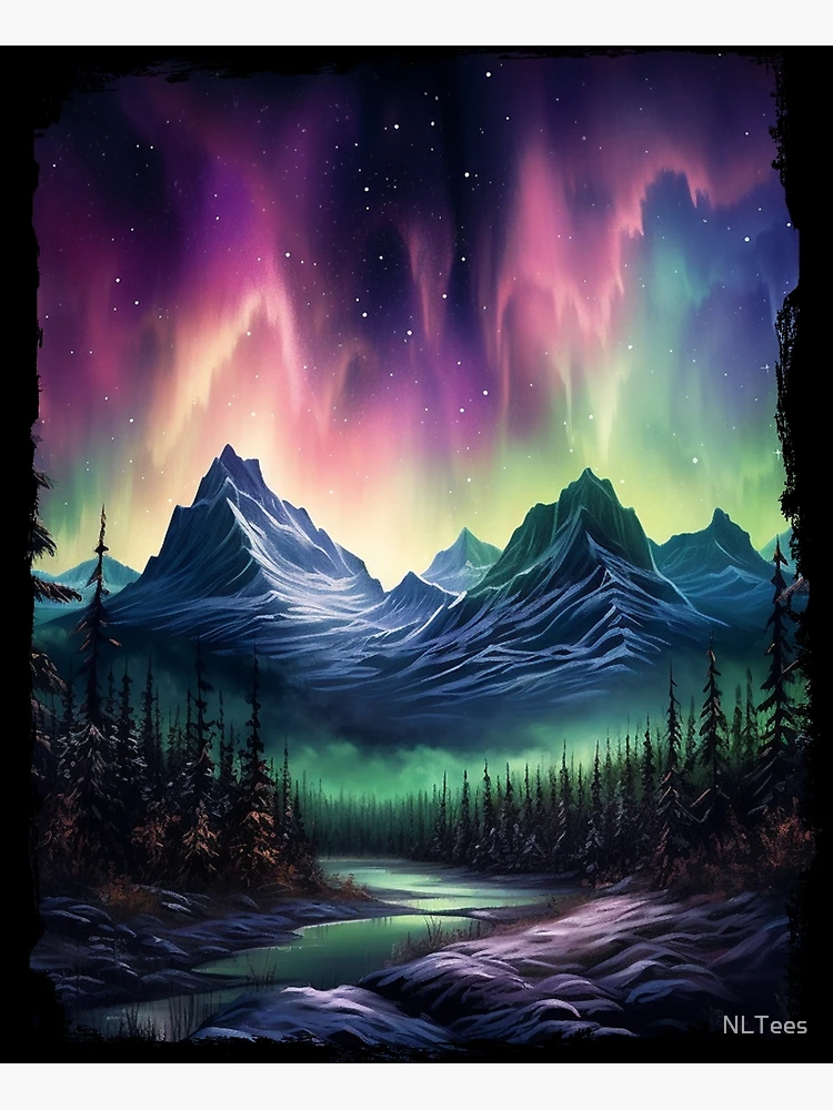 Free picture: Majestic digital artwork landscape of aurora borealis in  background of mountain peak