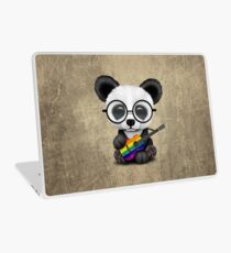 Vinilo para portátil Baby Panda Playing Rainbow Flag Guitar