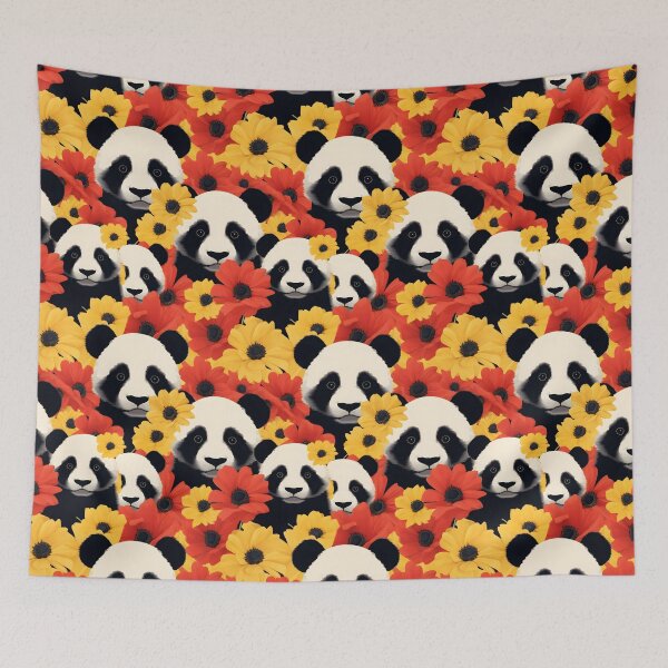 Item preview, Red and Yellow Cute Panda Composite Overlay Pattern #1 designed and sold by ARTficiallyAnon.