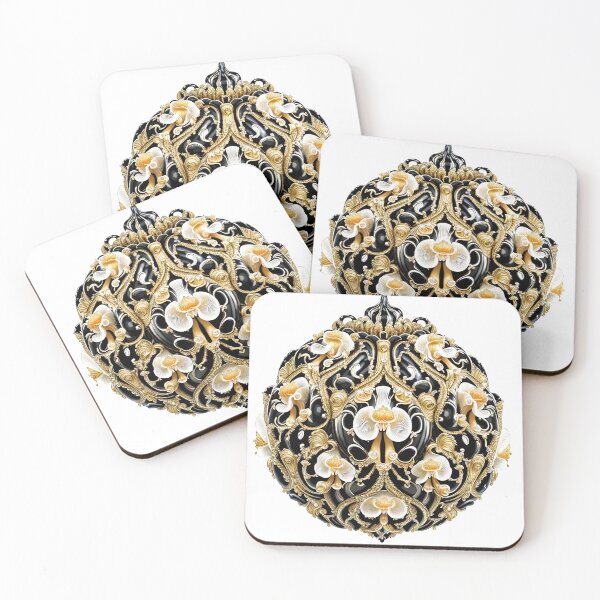 Item preview, Black Oval Golden Decorative Mushrooms Art designed and sold by artelligens.
