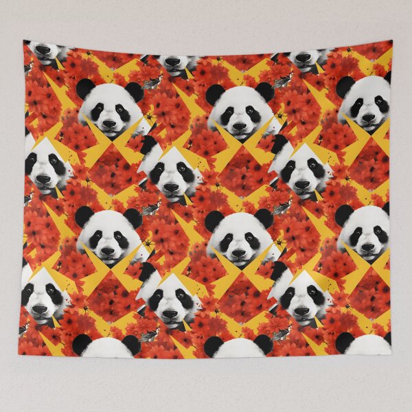Item preview, Red and Yellow Cute Panda Composite Overlay Pattern #2 designed and sold by ARTficiallyAnon.