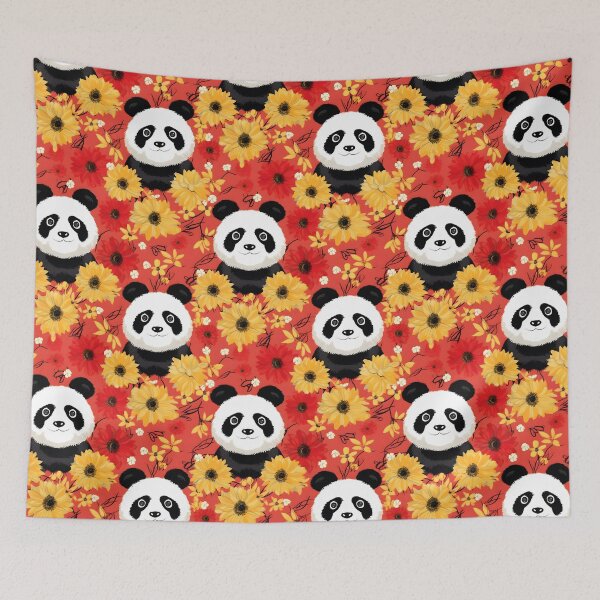 Item preview, Red and Yellow Cute Panda Composite Overlay Pattern #3 designed and sold by ARTficiallyAnon.