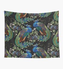 Embroidery peacocks Wall Tapestry