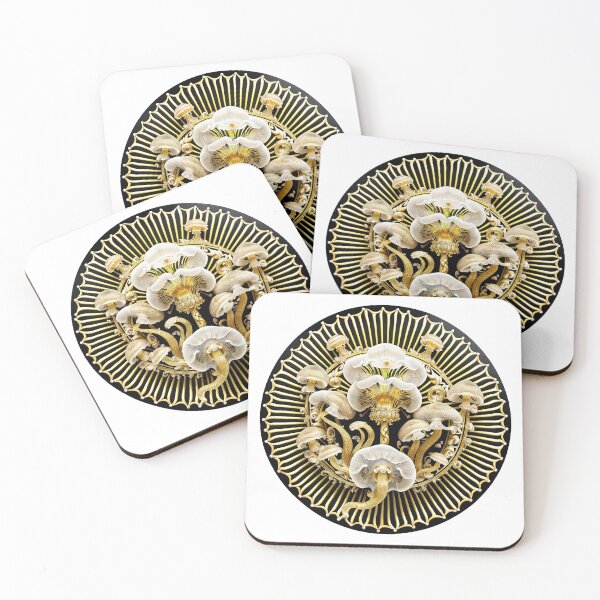 Item preview, Black Round Golden Decorative Mushrooms Art designed and sold by artelligens.