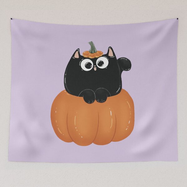 Item preview, Black Cat In A Pumpkin Print designed and sold by Julia Sol.
