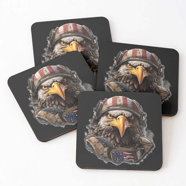 Item preview, Veterans Day - Eagle with helmet and American flag designed and sold by Raskal-Print.