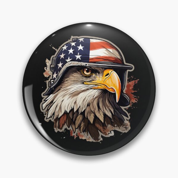 Item preview, Veterans Day - Eagle with helmet and American flag designed and sold by Raskal-Print.