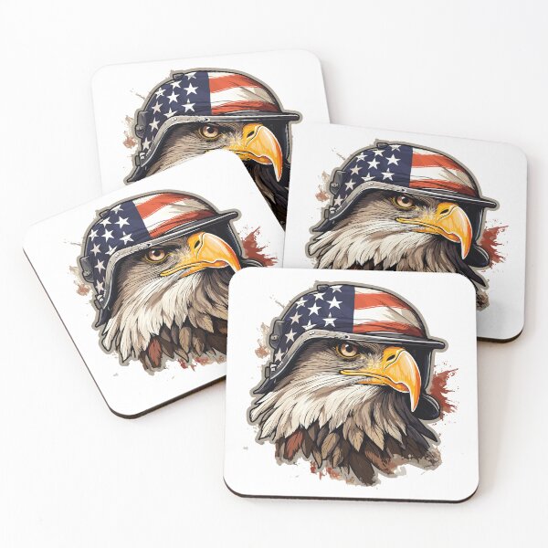 Item preview, Veterans Day - Eagle with helmet and American flag designed and sold by Raskal-Print.