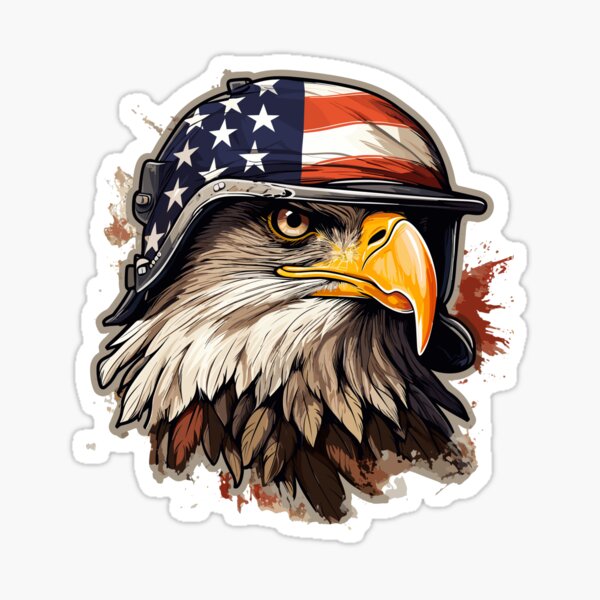Item preview, Veterans Day - Eagle with helmet and American flag designed and sold by Raskal-Print.