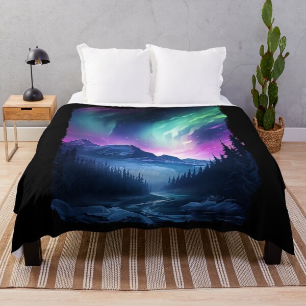 Item preview, Northern Light Aurora Borealis Scenery Mountains Rivers Trees designed and sold by NLTees.