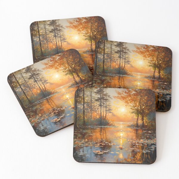 Item preview, Sunrise, or sunset, in a forest drawn by an impressionist designed and sold by PetroliniVideo.