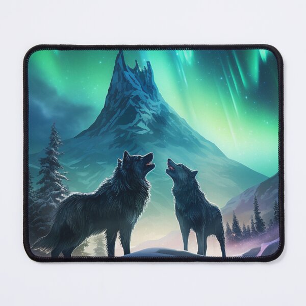 Item preview, Wolf Northern Light Aurora Borealis Scenery Mountains Rivers Trees designed and sold by NLTees.
