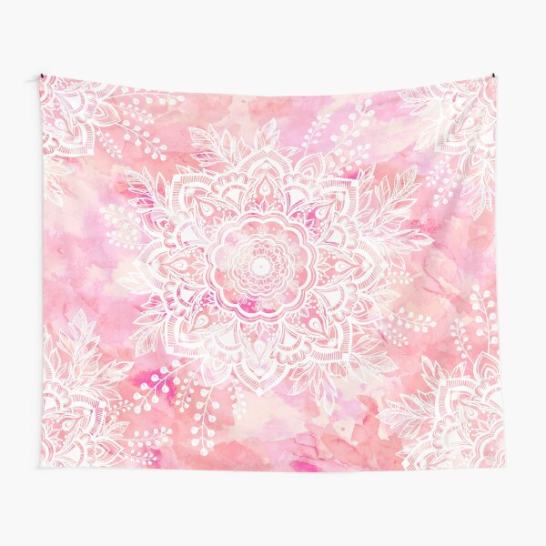 Queen Starring of Mandalas Pink Tapestry