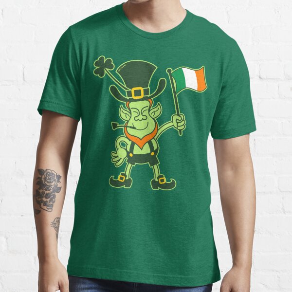 Proud Leprechaun Waving an Irish Flag Essential T-Shirt