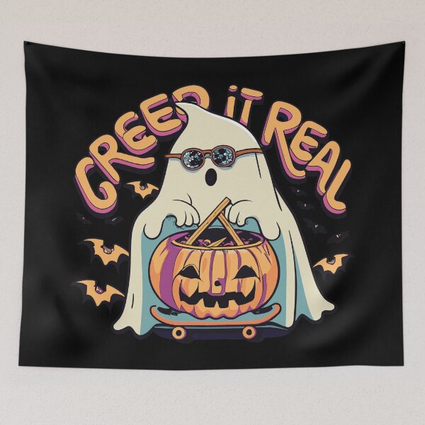 Item preview, Creep It Real Skateboarding Ghost Retro Halloween Costume designed and sold by limos.