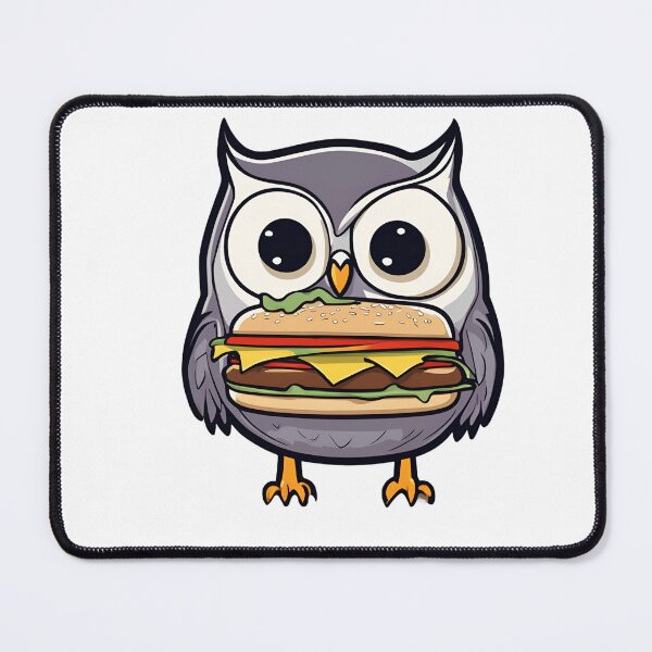 Item preview, Owl eating a burger designed and sold by Maths-4-Nerds.