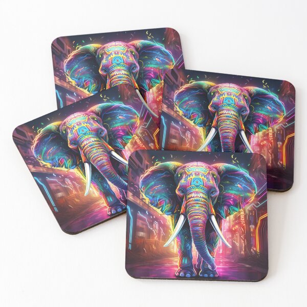 Item preview, Colorful neon elephant digital print designed and sold by dcrc.