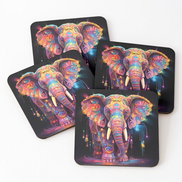 Item preview, colorful neon elephant digital print designed and sold by dcrc.