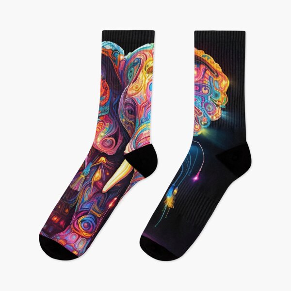 Item preview, colorful neon elephant digital print designed and sold by dcrc.