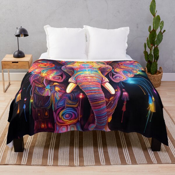 Item preview, colorful neon elephant digital print designed and sold by dcrc.