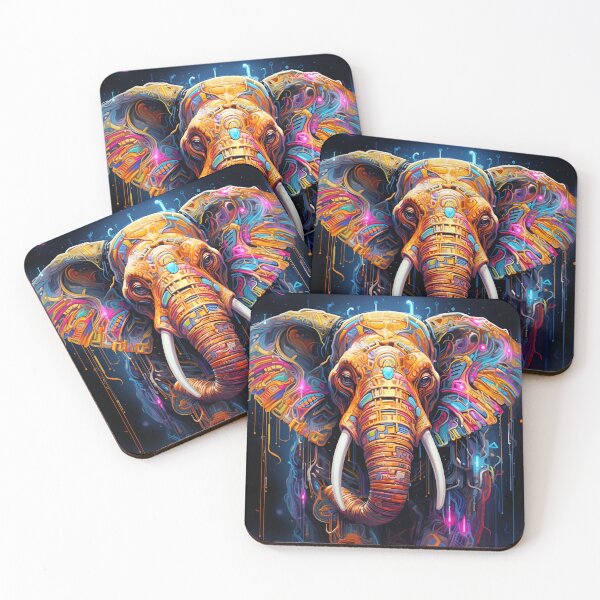 Item preview, colorful neon elephant digital print designed and sold by dcrc.