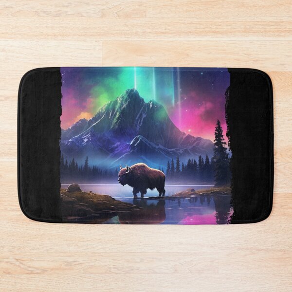 Item preview, Buffalo Northern Light Aurora Borealis Scenery Mountains Rivers Trees designed and sold by NLTees.