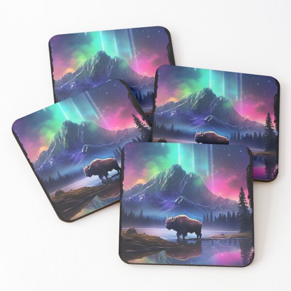 Item preview, Buffalo Northern Light Aurora Borealis Scenery Mountains Rivers Trees designed and sold by NLTees.