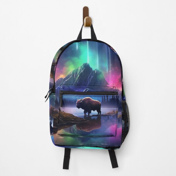 Item preview, Buffalo Northern Light Aurora Borealis Scenery Mountains Rivers Trees designed and sold by NLTees.