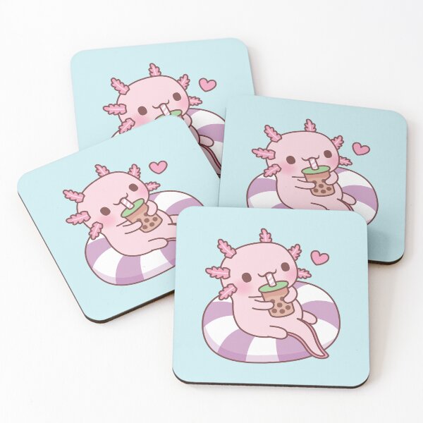 Item preview, Cute Axolotl Chilling On Pool Float Drinking Boba Tea designed and sold by rustydoodle.