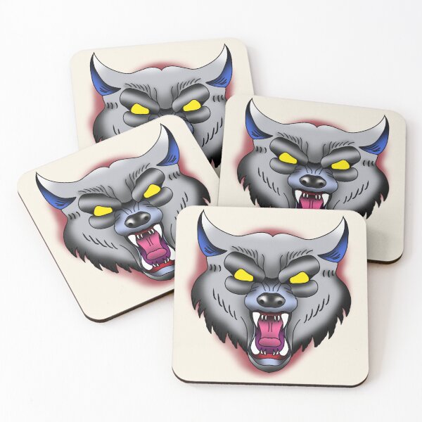 Item preview, Traditional Angry Wolf Face Tattoo Design designed and sold by pinkart666.