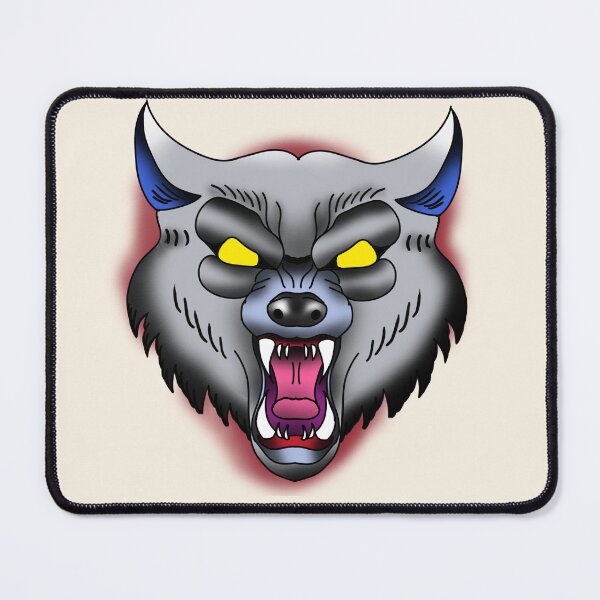 Item preview, Traditional Angry Wolf Face Tattoo Design designed and sold by pinkart666.