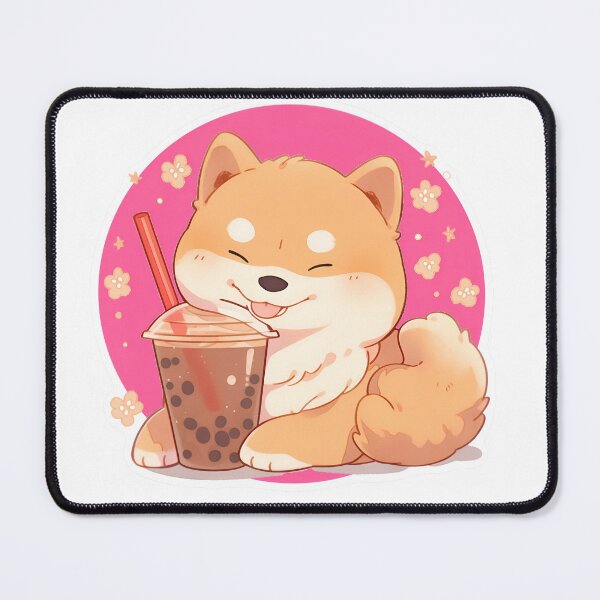 Item preview, Bubble Tea Shiba Inu Sticker Design by Zeesdesign on Redbubble designed and sold by ZEESDESIGN.