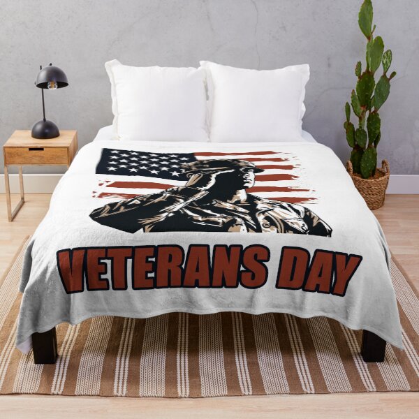Item preview, Veterans Day - Soldier in front of the American flag designed and sold by Raskal-Print.