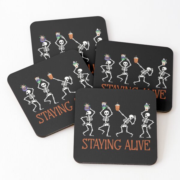 Item preview, staying alive, coffee lover skeletons, coffee lover halloween designed and sold by MyKaiUS.