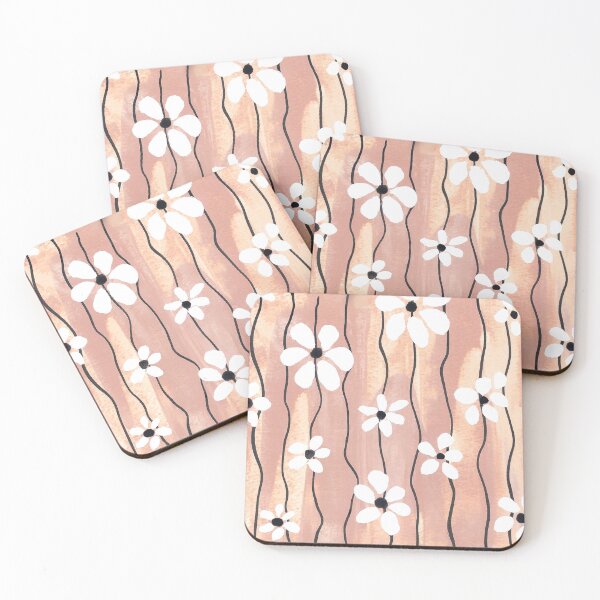 Item preview, Stripes and Flowers Apricot designed and sold by OaktreeStudio.