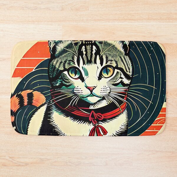 Item preview, Cute Cat Woodcut Print designed and sold by GooGooPop.