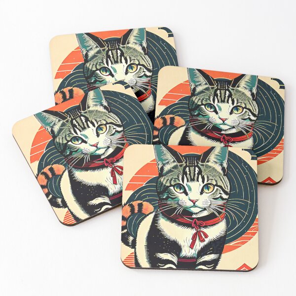 Item preview, Cute Cat Woodcut Print designed and sold by GooGooPop.