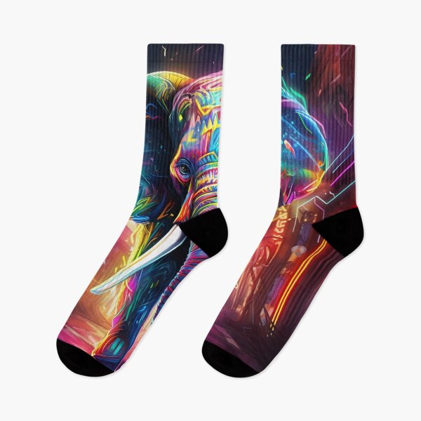 Item preview, Colorful neon elephant digital print designed and sold by dcrc.